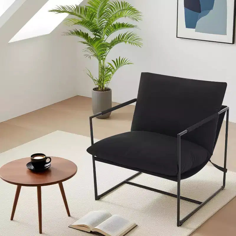 Sling Accent Chair for Living Room,Modern Metal Framed Cozy Armchair,Upholstered Chairs with Shredded Foam Cushioning, Lounge Chair