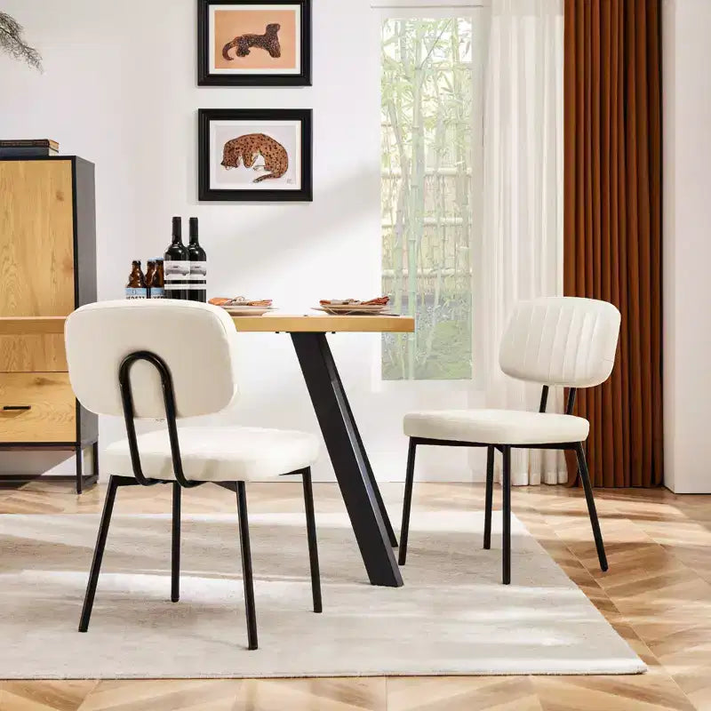 Okak Faux Leather Upholstered Cushion Small Dining Chair with Metal Frame,Set of 2 Accent Dining Chairs for Dining Room,Kitchen