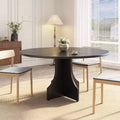 47 Inch Round Dining Table for 4 to 6, Rustic Farmhouse Pedestal Kitchen Table, Space Saving Design for Small Dining Room or Apartment