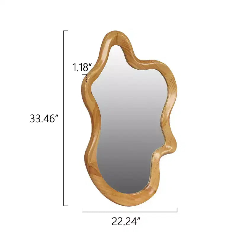 Miroir mural à cadre en bois irrégulier