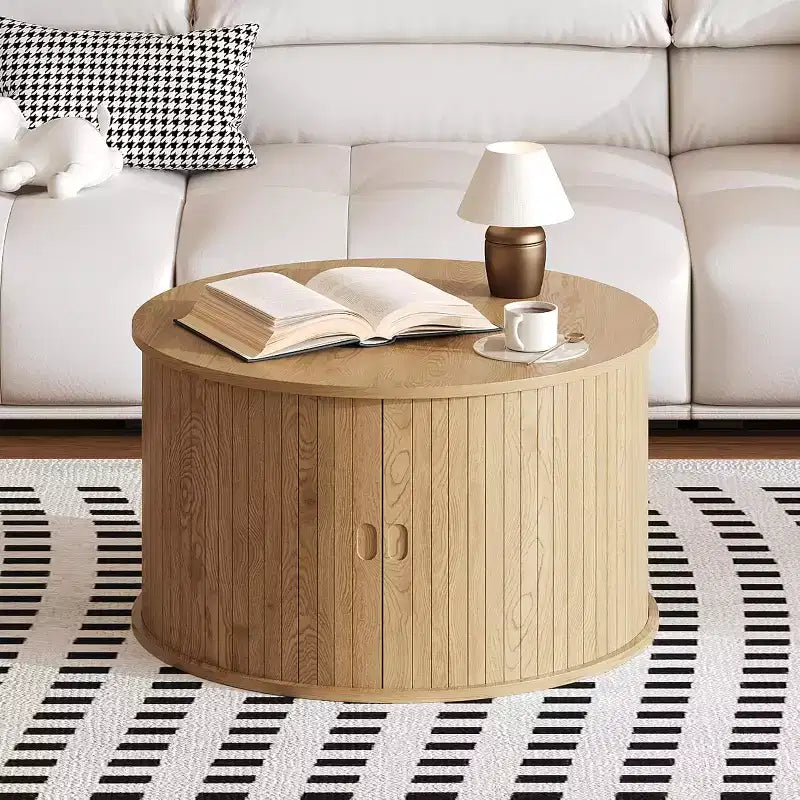 Table basse ronde moderne encastrée en bois
