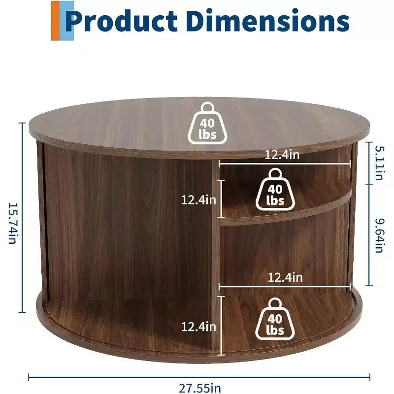Table basse ronde moderne encastrée en bois