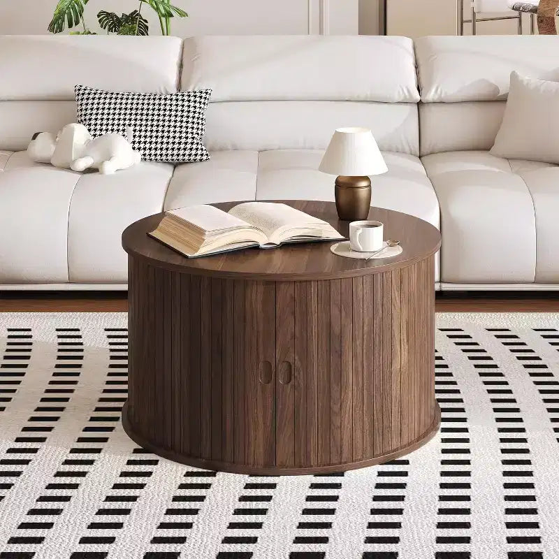 Table basse ronde moderne encastrée en bois