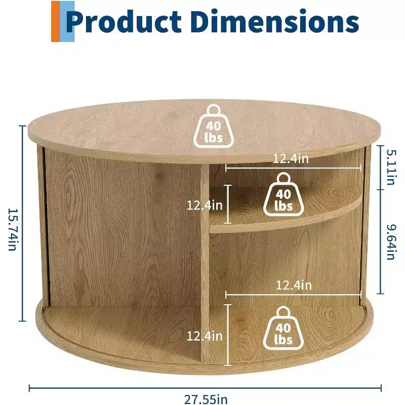 Table basse ronde moderne encastrée en bois