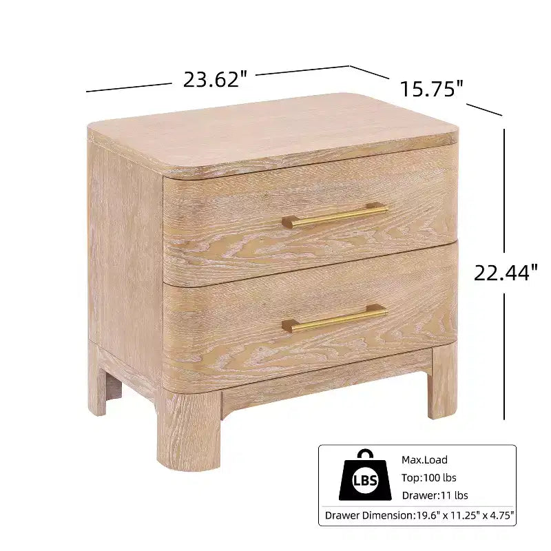Table de chevet rustique à deux tiroirs