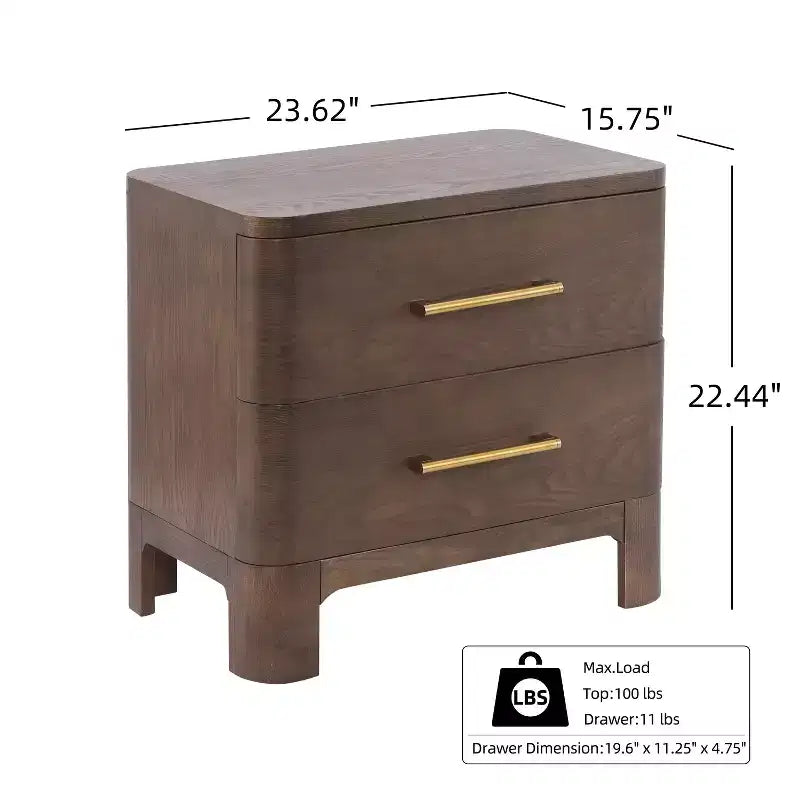 Table de chevet rustique à deux tiroirs