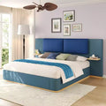Whisen Upholstered Platform Bed Frame, Anti-Collision, Soft Rounded Corners, with Side Storage Shelves, PU Cushioned Headboard