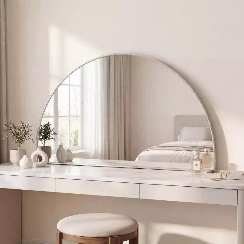 Miroir mural semi-circulaire à cadre métallique