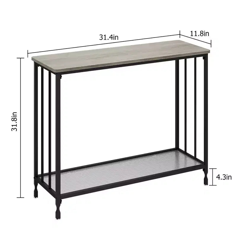 Table d'appoint à cadre métallique, étagère en verre étroite et fine