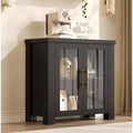 Wood Buffet Sideboard Cabinet with Storage & Tempered Glass Doors, 59 Storage Credenza for Dining Room & Living Room