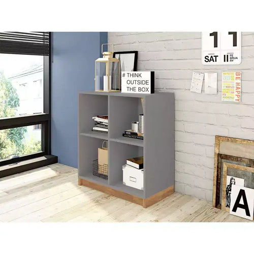 29.92" Cornelia Cabinet Gray/Natural - Manhattan Comfort: Multi-Use Stand & Bookcase