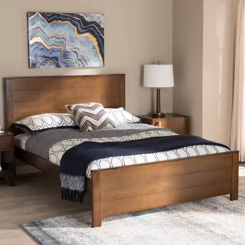 Lit plateforme en bois massif de style classique moderne